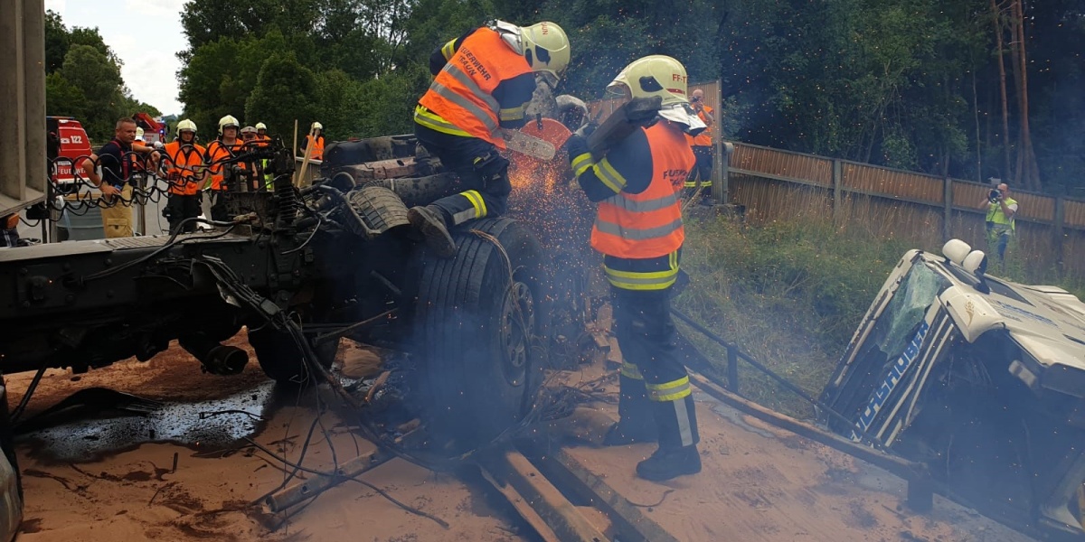 15.07.2019 - Schwerer LKW-Unfall auf der B139 Umfahrung