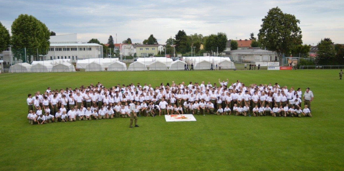 Jugendgruppe beim Bezirks-Feuerwehrjugendlager 2019 in Hörsching